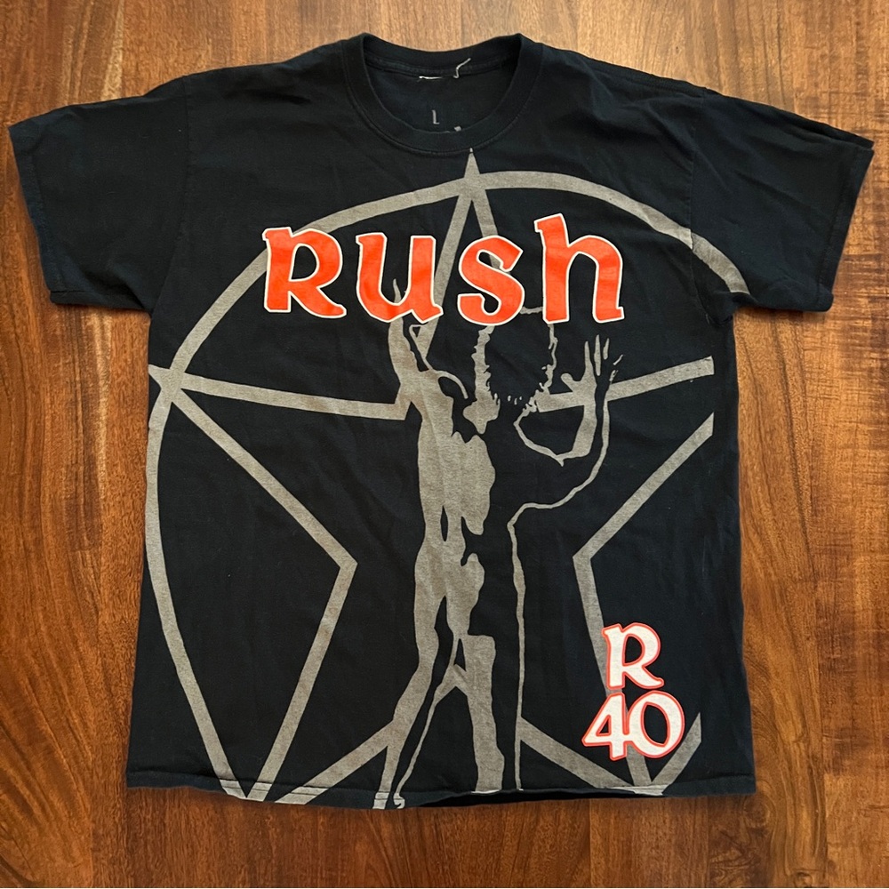 2015 Rush R40 Tour T-Shirt Black Double Sided Concert Tour Band Size Large